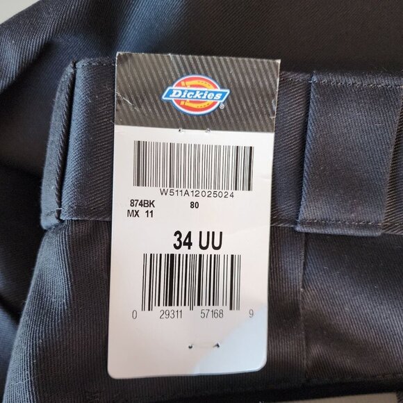 NWT Dickies 874 Original Fit Straight Leg Black Canvas Pants Mens 34UU 34X37 - Picture 5 of 10